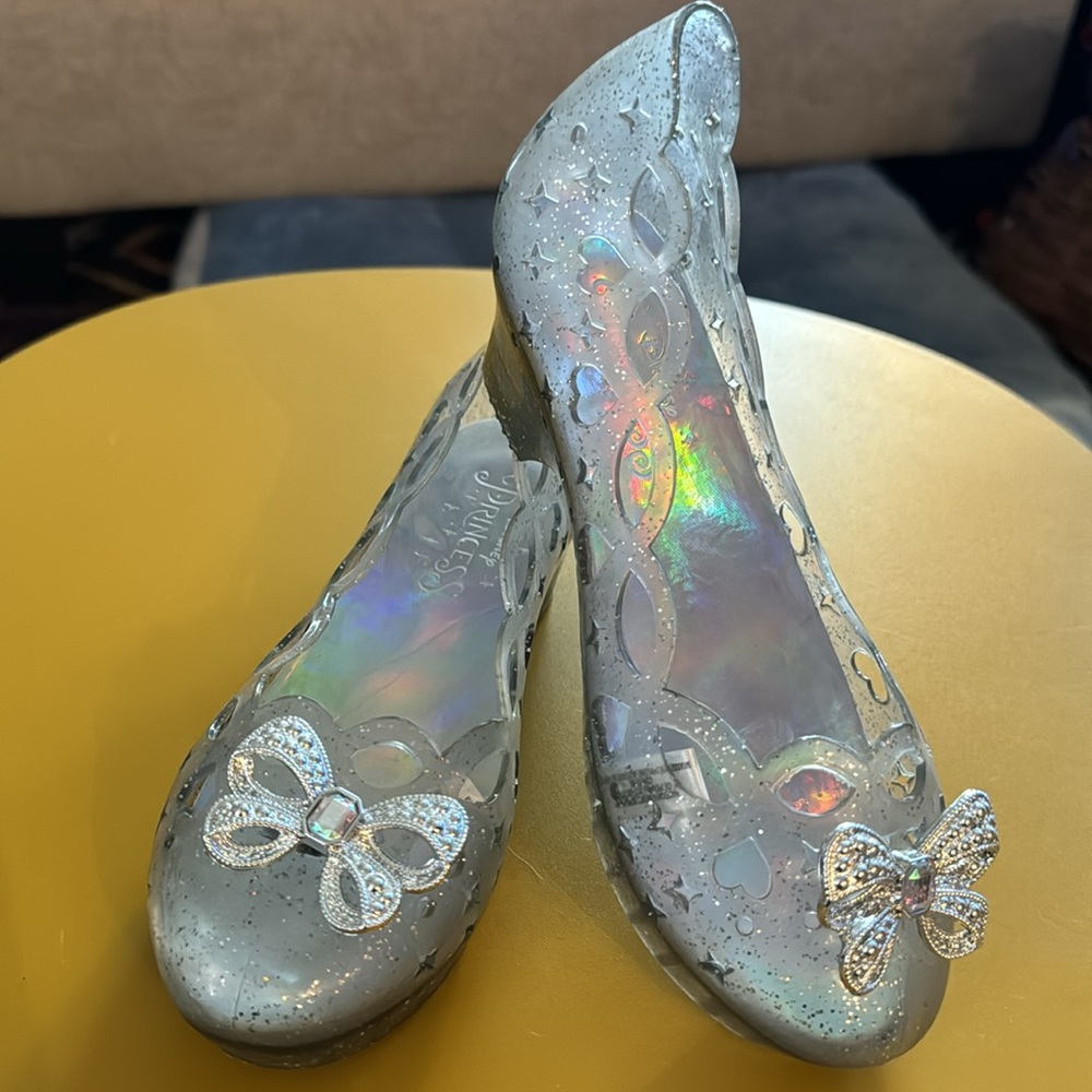 Disney Silver Iridescent Jelly Ballet Flats with Bow
